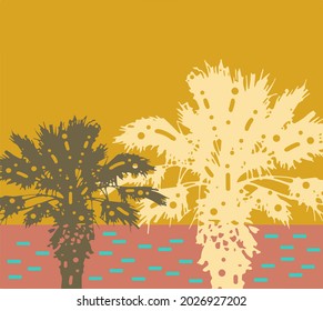 Fondo artístico con palmeras