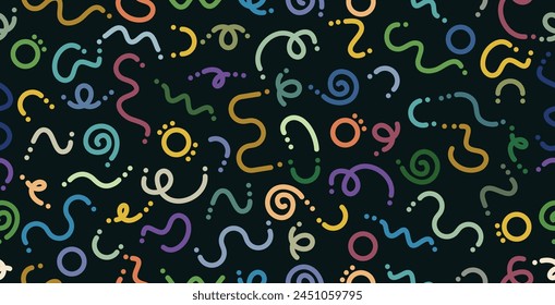 Artistic background of seamless abstract multicolored curves.