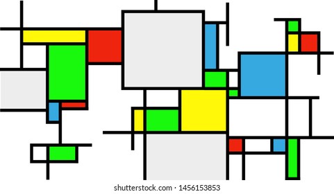 Artistic background with shapes framed with black strokes.
