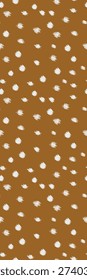 Artistic Bambi print seamless pattern. Hand drawn vertical deer skin texture with white spots on honey brown background. Cute fawn fur animal print for nursery wallpaper and textile. Vector illustration.