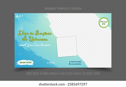 artistic banner abstract background for travel agency promotion with image replacement easy to edit ideal for holiday ads