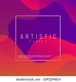 Artistic banner design with fluid dynamic elements on dark purple background. vector illustration eps10