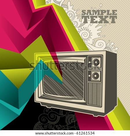 Artistic banner with retro tv. Vector illustration.