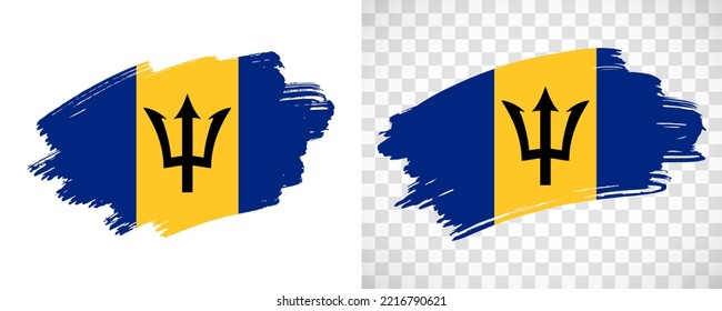 Artistic Barbados flag with isolated brush painted textured with transparent and solid background