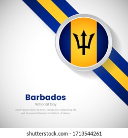 Artistic Barbados national flag on circle. National day of Barbados country with classic background