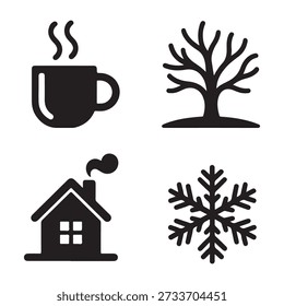 Artistic bare tree icon expressing winter solitude and stillness
