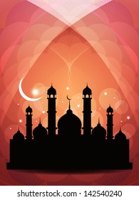 artistic beautiful background with mosque for ramadan and eid. vector illustration