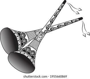 Artistic beautiful Indian Musical Instrument for Matrimonial - Shehnai pattern design. svg