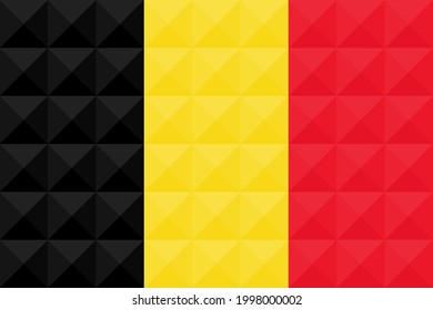 Artistic Belgium flag vector. formed from triangles to squares with different contrasting colors illustrating a 3d effect. Ratio 2:3