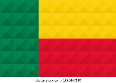 Artistic Benin flag vector. formed from triangles to squares with different contrasting colors illustrating a 3d effect. Ratio 2:3