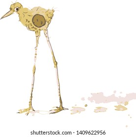 artistic bird with long legs - vector