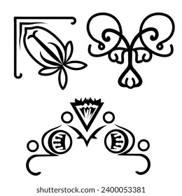 Artistic Black Corner and Icon DESIGN vector silhouette