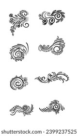 Artistic black decorative floral set design