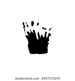 Artistic black ink splash with dynamic droplets. Vector illustration ideal for creative designs, inkblot concepts, or graphic elements in art projects.