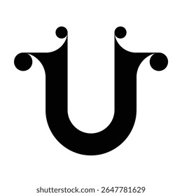 ARTISTIC BLACK LETTER U ART LOGO VECTOR