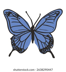 Artistic black outline butterfly with decorative lines on white background. Perfect for minimalist designs, abstract butterfly illustrations, and nature art concepts for modern designs.