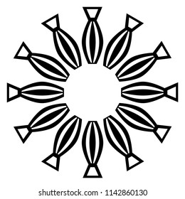 Artistic black and white circle frame, oriental style