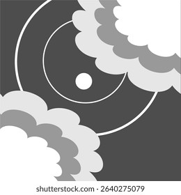 artistic black and white monokrom illustration of a cloudy sky