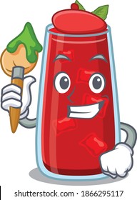 An artistic bloody mary cocktail artist mascot design paint using a brush