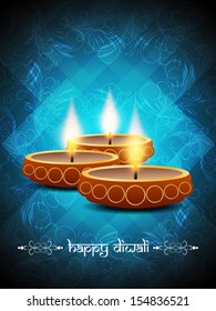 artistic blue color background design for diwali festival with beautiful lamps. vector illustration