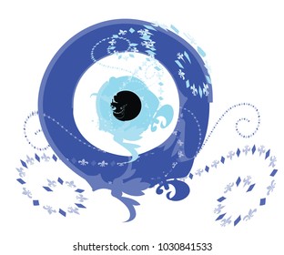 Artistic Blue Evil Eye Vector - Greek Evil Eye Illustration