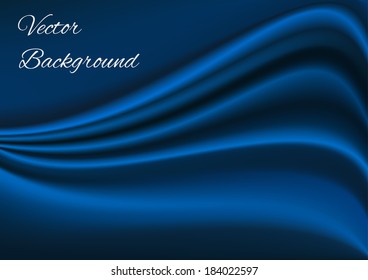 Artistic blue fabric texture background with space for text. Vector Illustration. Horizontal.