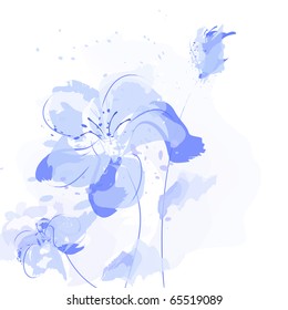 Artistic blue flower background