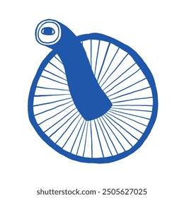 Artistic blue illustration of a mushroom featuring a unique spiraled design. Perfect for creative projects and modern designs involving nature and abstract art