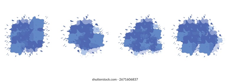 Artistic Blue Splatter Collection set. Blue Brush Stroke Motion Graphics.