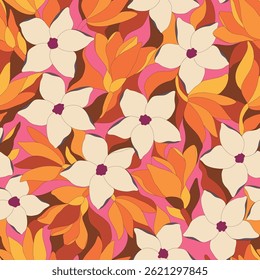 Artistic botanical vector background. Decorative seamless pattern with abstract shapes of leaves and herbs. Artisanal allover print in style of stained glass, for fabric, textile, paper, package