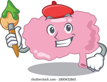 An artistic brain artist mascot design paint using a brush