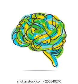 artistic brain design by paint effect vector 