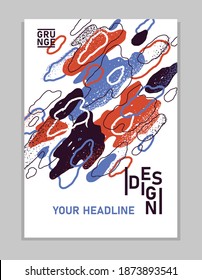 Artistic brochure vector abstract design with hand drawn elements, stylish colorful art abstraction cover for book magazine or flyer, leaflet or advertising poster template.