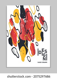 Artistic brochure vector abstract design with hand drawn elements, stylish colorful art abstraction cover for book magazine or flyer, leaflet or advertising poster template.