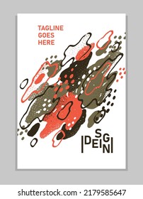 Artistic brochure vector abstract design with hand drawn elements, stylish colorful art abstraction cover for book magazine or flyer, leaflet or advertising poster template.
