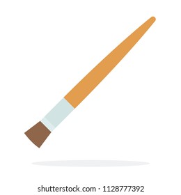 Artistic brush with flat bristles for painting and applying shades vector flat material design isolated on white