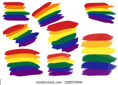 Artistic brush hand drawn shapes LGBT set, templates kit, universal elements for posters, flyers, web- sites, scrapbooking graphics