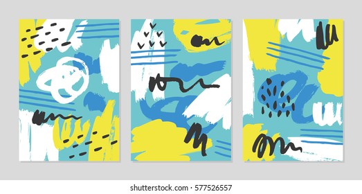 Artistic brush pattern set. Vector illustration.