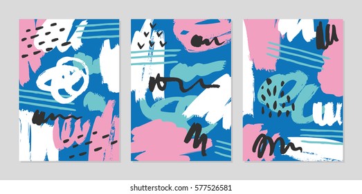 Artistic brush pattern set. Vector illustration.