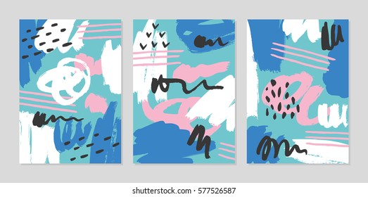 Artistic brush pattern set. Vector illustration.