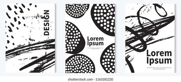 Artistic brush patterns covers. Modern artistic background. stock vector