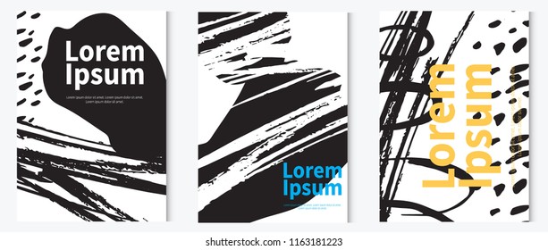 Artistic brush patterns covers. Modern artistic background. stock vector
