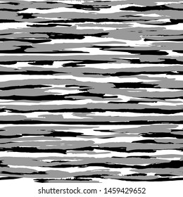 Artistic brush stripes seamless pattern. Hand drawn black and gray ink stripe backdrop. Vector illustration