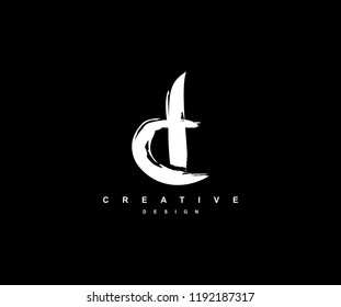 Artistic Brush Stroke Letter D Logotype Illustration