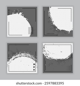 Artistic brush stroke and splatter flyer template abstract frame grunge shape clipping mask