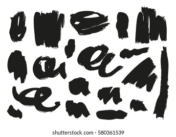 Artistic brush strokes set. Vector illustration.