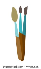 Artistic brushes of different sizes vector cartoon illustration isolated on white background.
