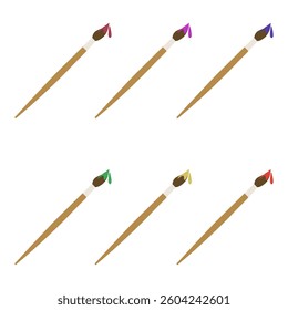 Artistic brushes with varying paint application displayed against a plain background