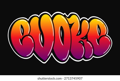 Tipografia artística com letras de bolha mostrando o VOOZR com um vibrante gradiente laranja e roxo, criando um elemento gráfico brilhante e moderno em estilo de arte de rua em um fundo preto