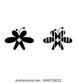 Artistic butterfly logo design with lines and clover leaves.